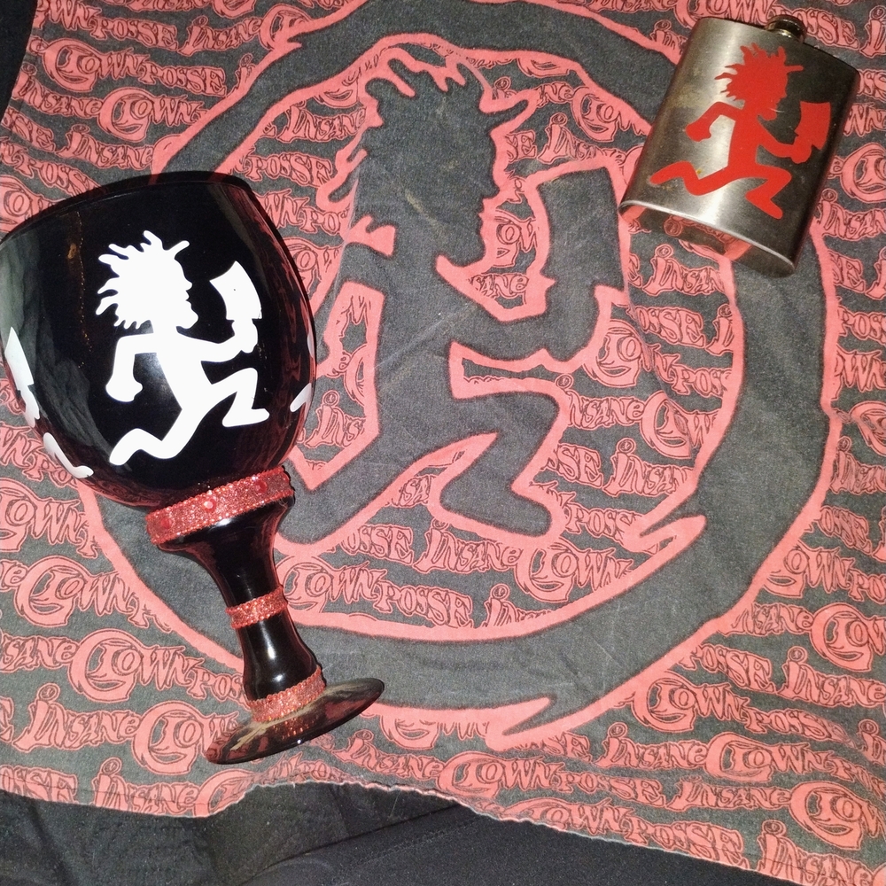 Black and Red Juggalo Goblet and Flask and Bandana Set